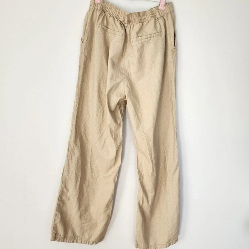Love Tree Wide Leg Pants Womens Large Beige Linen Blend Boho Coastal Beachy - Picture 9 of 9